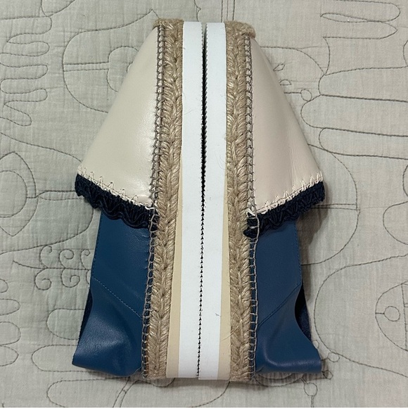 NEW See by Chloé Glyn Espadrille Flat Platform Sz 38 Cream Blue Convertible - Picture 4 of 13